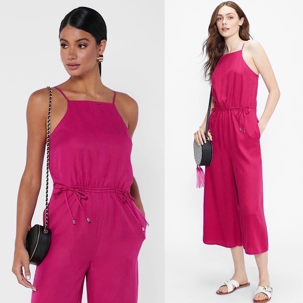 NWT TED BAKER Sleeveless Square Neck Wide Leg Ankle Crop Cinch Waist Jumpsuit 4